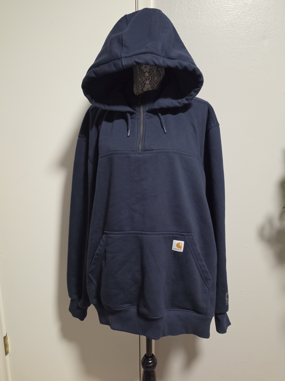 EUC Carhartt Rain Defender Navy Blue Hooded Pullover Sweatshirt